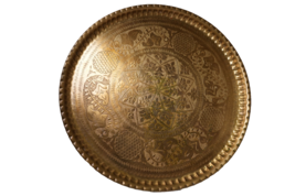 Vintage Damascene Hanging Tray – Hand Needle Engraved Wall Decor –Large ... - $445.50