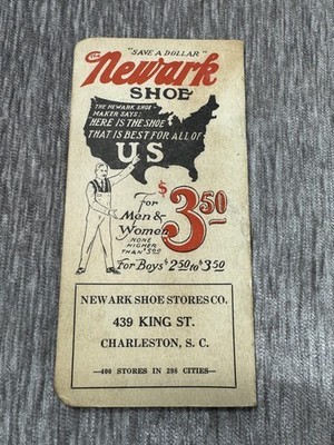 Vintage 1922 Newark Shoe Stores Advertising Pocket Notebook Charleston SC Promo Item image 2