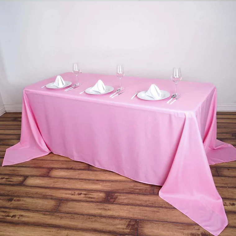 Pink - 90x156&quot; Polyester Rectangle Tablecloths Wedding Party Events - £27.24 GBP