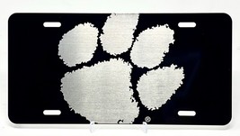 Clemson BIG PAW Engraved License Plate Black Sturdy Metal Car Tag Student Gift - £21.14 GBP