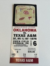 1997 Oklahoma Sooners vs Texas A&amp;M Aggies Football Ticket Stub Dat Nguyen - £13.46 GBP