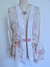 Spencer Alexis Romantic Jacket 10 Roses Chiffon Antique Lace Silk Embroidery - £46.98 GBP