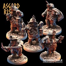 3D Printed Asgard Rising Dwarf Dwarven Miners Set 4 28mm - 32mm - $133.13 MXN+