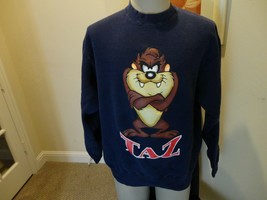 Vtg 1996 Blue Warner Bros Studio Store 90-10 TAZ Crew Sweatshirt FITS Me... - £35.77 GBP