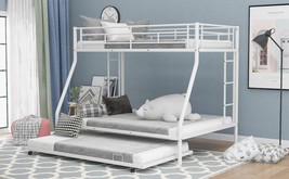 Twin over Full Bed with Sturdy Steel Frame, Bunk Bed with Twin Size - White - £280.99 GBP