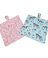 NEW- Set of 2 handmade potholders, farm animals, cows and pigs - £12.12 GBP