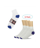  Men&#39;s Quarter Socks 6-Pack   Cotton Two-Tone Premium Ankle Socks White ... - £15.47 GBP