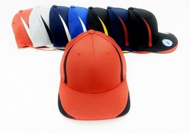 6 Panel Baseball Cap, Solid Colors With Accent Strips, S/M or L/X, FlexF... - $8.95