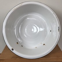 Vintage Antique Large 16.25” White Enamel Enamelware Wash Kitchen Basin ... - $79.19