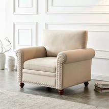 Living Room Sofa Single Seat Chair With Wood Leg Beige Fabric - $7,917.09 MXN