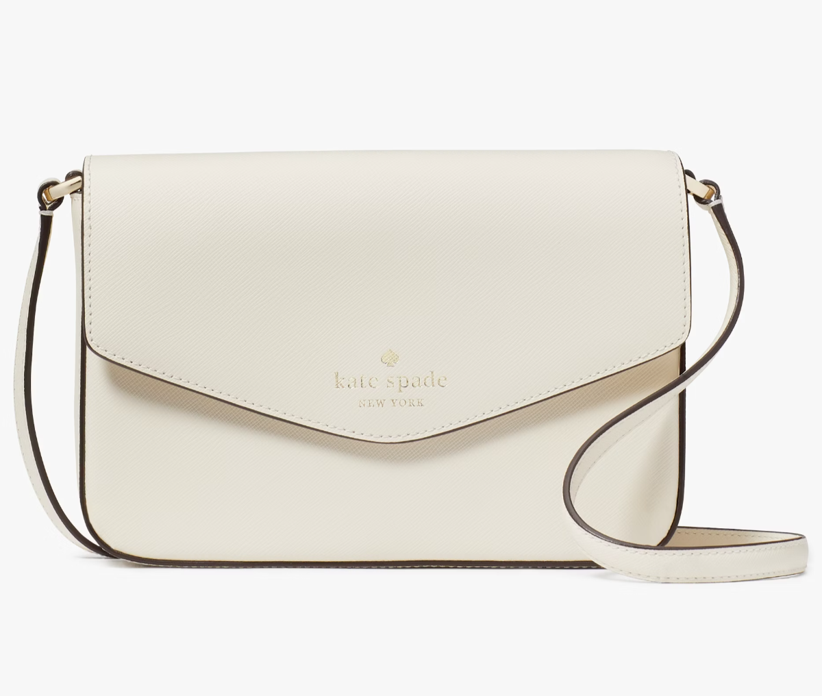 Kate Spade Sadie Envelope Crossbody Bag Ivory Leather Purse Off White K7378 NWT