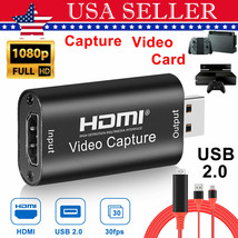 4K 1080P Hdmi To Usb 2.0 Video Capture Card Game Audio Live Streaming+Hd... - £14.38 GBP