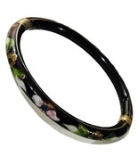 Old Chinese Export Jewelry Cloisonné Black Enamel Hinged Bangle Bracelet... - £37.49 GBP