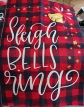 Holiday red Sleigh bells ring Christmas  Flag,  Seasonal Decorations  12... - £7.82 GBP
