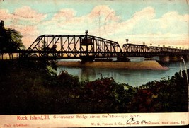 Rock Island  IL -High Bridge Across the Mississippi River, 1907 Postcard bk46 - £6.99 GBP