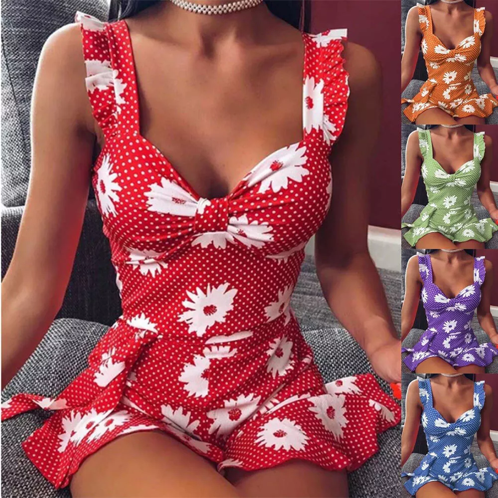 Women Floral Dress Sleeveless Holiday Summer Beach Mini Sundress - $19.00