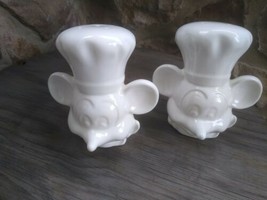Vintage Disney Chef Mickey Mouse White Salt Pepper Shakers USAl - £13.39 GBP