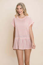 Cotton Bleu by Nu Label Striped Ruffled Short Sleeve Top - $16.19