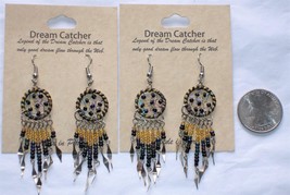 Handmade Beaded Dream-Catcher Wire Earrings Lightweight 1 Pair D1 - £5.58 GBP