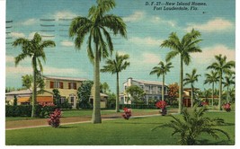 1959 Vintage DF 27 New Island Homes Fort Lauderdale Florida Postcard palm trees - £2.32 GBP