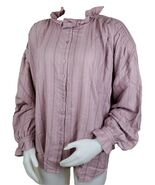 Ann Taylor Ruffled Top XL Mauve High Neck Modest Blouse Smocked Long Sleeve - €21,39 EUR