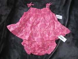 OLD NAVY BABY GIRL PINK ELEPHANT SUMMER RUFFLE TANK TOP DIAPER COVER SET... - $14.84