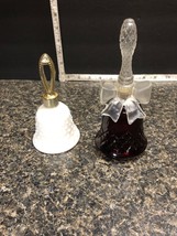 Two Beautiful Vintage Avon Perfume Bottles - Ruby Red Bell w/Bow &amp; White Bell.. - £4.81 GBP