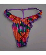 Vintage René Rofé Flutter Floral Thong Hi-Cut Lingerie Panties Size L/7 - $208.19 CAD