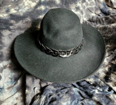 Michael Kors Wool Fedora &amp; Leather Hat Black Medium/Large NWT - £47.39 GBP