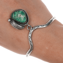 6 3/8&quot; 60&#39;s-70&#39;s R Native American sterling charm bracelet with turquoise - £132.61 GBP