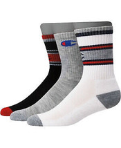 CHAMPION Womens Crew Socks 3 Pair Package Grey Black White $19 - NWT - $8.99