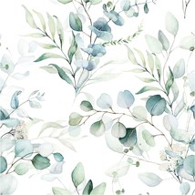 Haokhome 93042 Peel And Stick Wallpaper Green/White Eucalyptus Leaf Floral Wall - £35.58 GBP