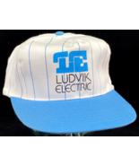 Vtg LUDVIK ELECTRIC Hat-White, Blue-Pinstripe-Snapback-Mohr&#39;s-Ball Cap - $442.65 MXN