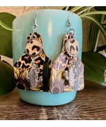 Women’s Leopard Cactus Cow Tag Earrings Handmade W/Dangle Accent NEW - $31.20 CAD