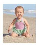 Seersucker Halter Pink, Green, Blue A Monogram Swimsuit Size 6 Months - $282.69 MXN