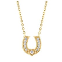 0.20CT Natural Diamond Horseshoe Pendant Necklace 14k Yellow Gold Plated Silver - £149.34 GBP