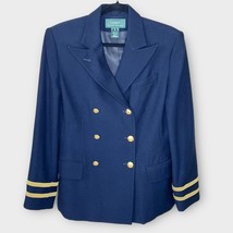 RALPH LAUREN Military Blazer Jacket Size 10 Navy Gold Button Wool Vintag... - $96.75