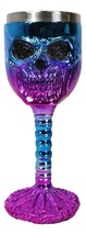 Metallic Blue And Pink Plated Skull With Skeleton Spine And Bones Wine Goblet - £19.01 GBP