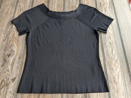 Worthington Black Cap Sleeve Career Knit Blouse Shirt Top Stretchy Size ... - $9.39