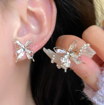 Broken star butterfly earrings Korean super fairy retro hollow zircon earrings - $19.80