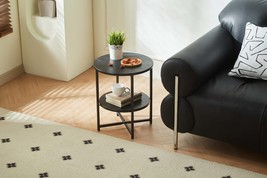 Black 2-Tier Round Farmhouse Side Table - $845.07 MXN