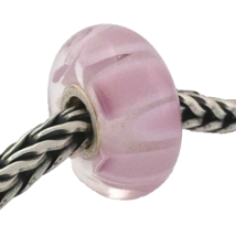 Authentic Trollbeads Murano Glass Pastel Shadow Pink Bead Charm, 61194 New - £18.91 GBP
