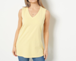 Joan Rivers Wardrobe Builders Reg Cotton Blend V-Neck Tank Soft Yellow, ... - $17.42