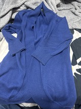 Women’s 89th &amp; Madison Long Sleeve Open Front Blue Cardigan Sweater Size... - $188.46 MXN