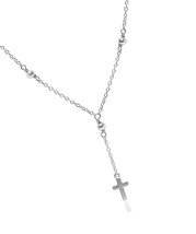 Boho Style Cross Beaded Rosary Necklace - Dainty - - $139.22