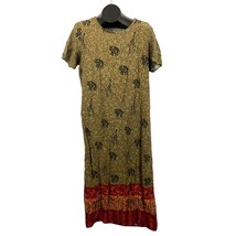 VTG Safari Print Maxi Dress SMALL 90&#39;s Y2K Casual  - £14.21 GBP