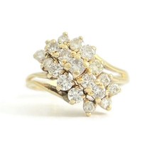 Authenticity Guarantee 
Vintage Diamond Cluster Cocktail Statement Ring ... - £778.35 GBP