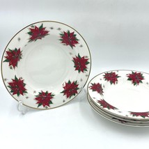 4 Target Home Poinsettia Soup Bowls 9.5&quot; Christmas 24K Gold Rim in Box 2002 SH - $38.95