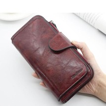 Women&#39;s wallet made of leather Wallets fold VINTAGE Womens purses mobile phone P - £49.52 GBP