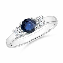 ANGARA Classic Round Sapphire and Diamond Three Stone Ring for Women in ... - £1,086.24 GBP